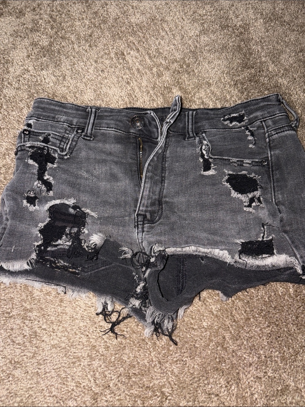 American Eagle Outfitters Black Distressed Denim Cutoff Shorts